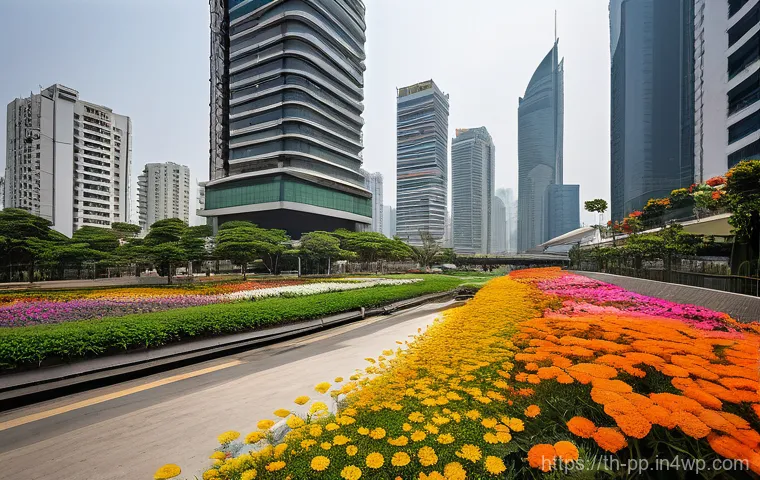 야생화 도시 공간 조성을 위한 기초 가이드 - Image Prompt 1: Urban Oasis in the Concrete Jungle**