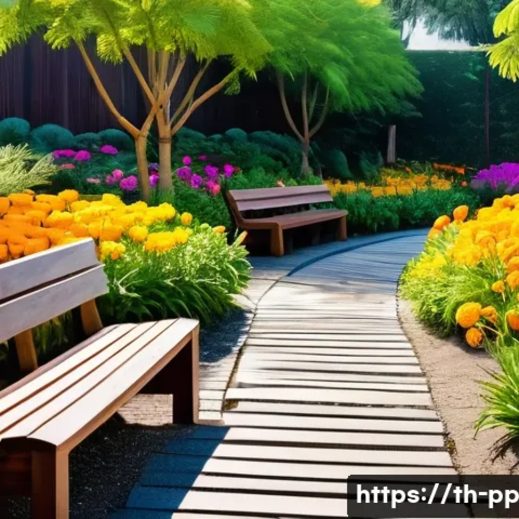 야생화 도시 공간 조성의 성공 요소 - A vibrant urban wildflower garden featuring a diverse mix of native Thai plants such as bright yello...